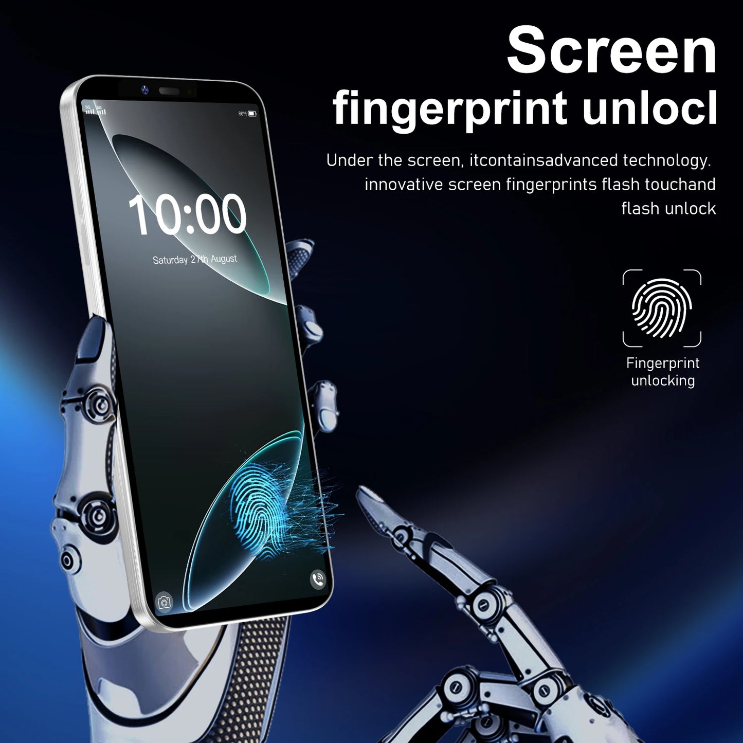 I16 Pro Max New Smartphone 5G 7.3-inch High-definition Android 13 Snapdragon 8gen3 10core Dual SIM Phone 6800mAh Unlocking Phone