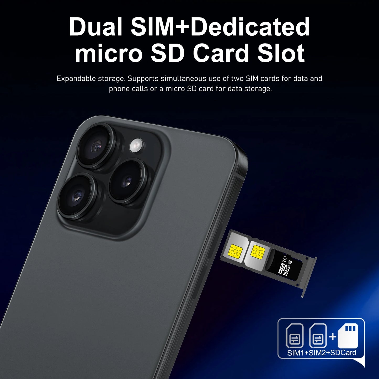 I16 Pro Max New Smartphone 5G 7.3-inch High-definition Android 13 Snapdragon 8gen3 10core Dual SIM Phone 6800mAh Unlocking Phone