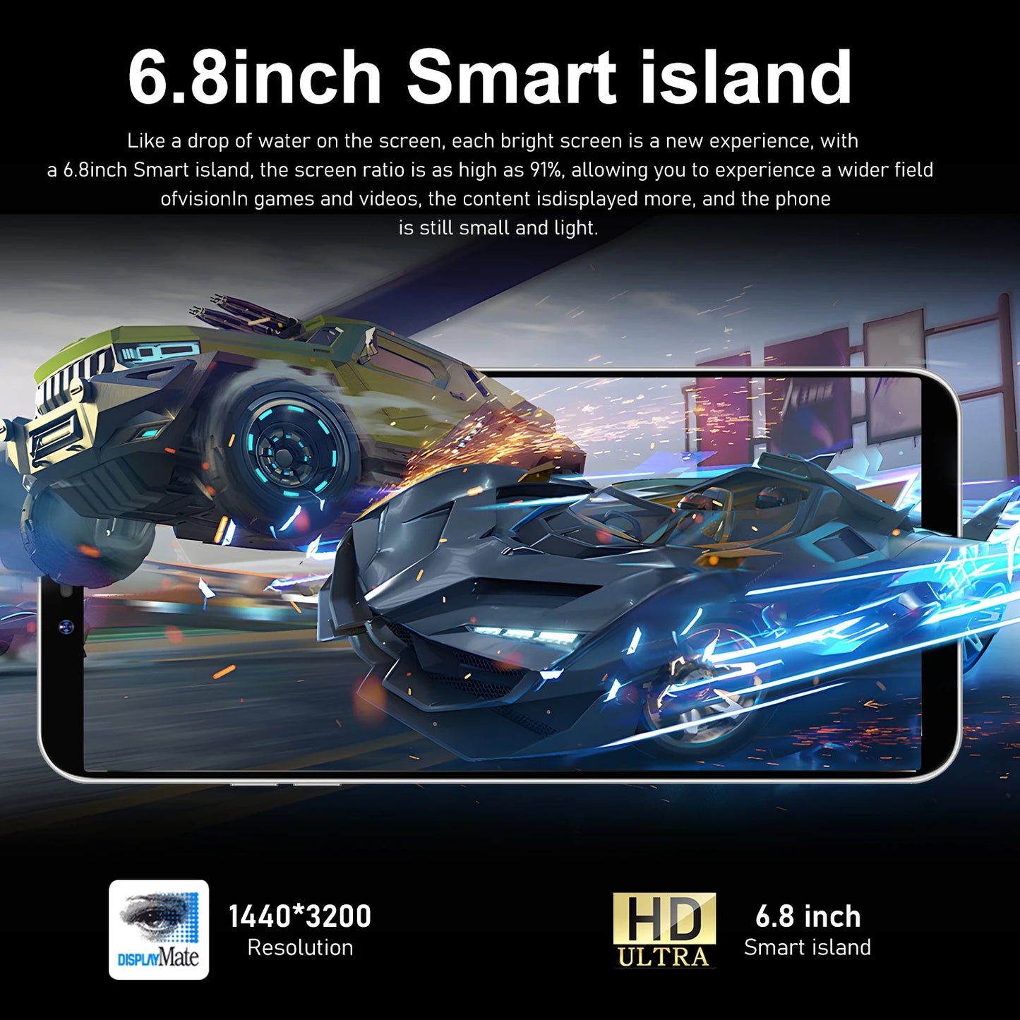 I16 Pro Max New Smartphone 5G 7.3-inch High-definition Android 13 Snapdragon 8gen3 10core Dual SIM Phone 6800mAh Unlocking Phone