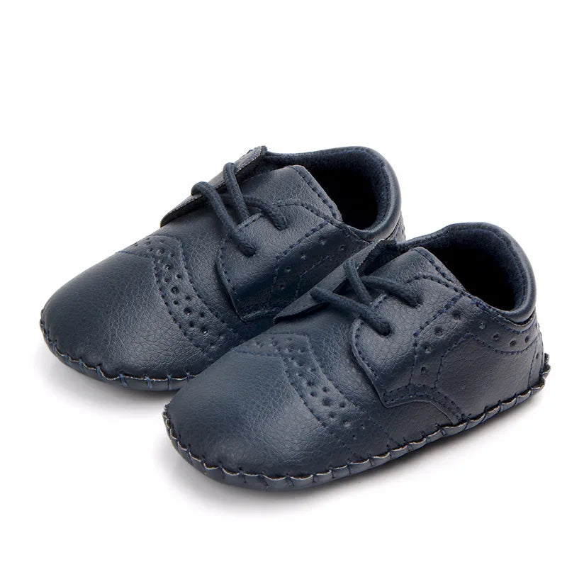 Meckior New Baby Shoes Retro Leather Boy Girl Shoes Toddler Rubber Sole Anti-slip First Walkers Newborn Infant Baby Crib Shoes