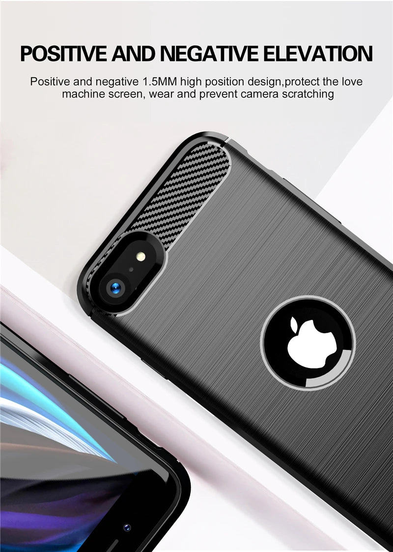 For Cover iPhone SE 2022 Case For iPhone SE 2020 Cover Shockproof TPU Carbon Fiber Case For iPhone 7 8 Plus 13 12 Pro Max Fundas