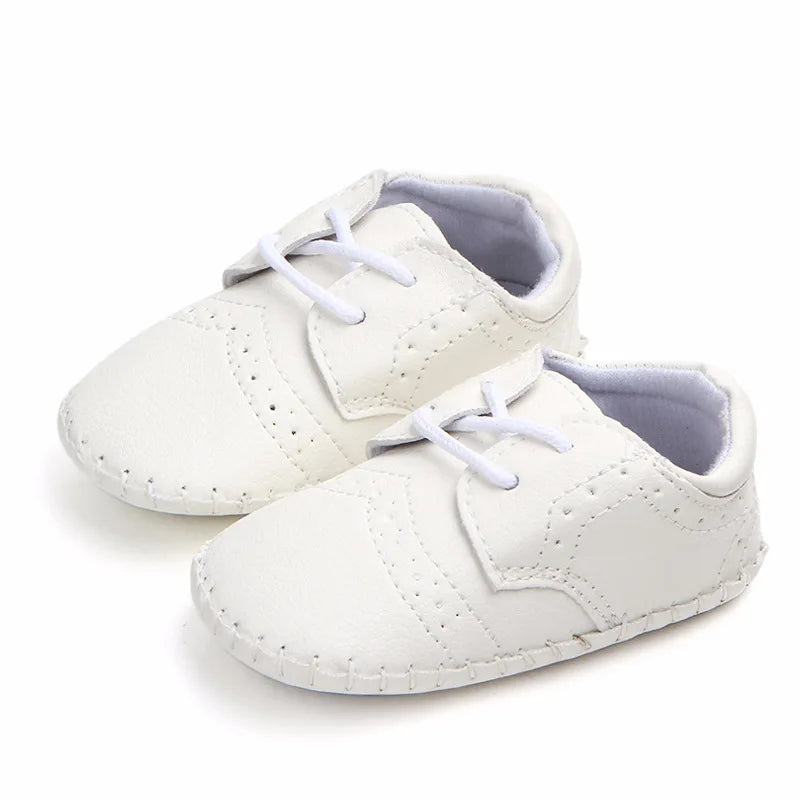 Meckior New Baby Shoes Retro Leather Boy Girl Shoes Toddler Rubber Sole Anti-slip First Walkers Newborn Infant Baby Crib Shoes