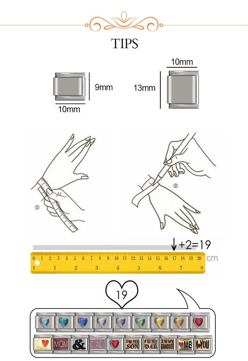 Hapiship 2023 Fashion Charm Italian Links Flower Flower Bee Tent Fit 9mm Bracelet Stainless Steel Making DIY Jewelry DJ661-C - E-line.com