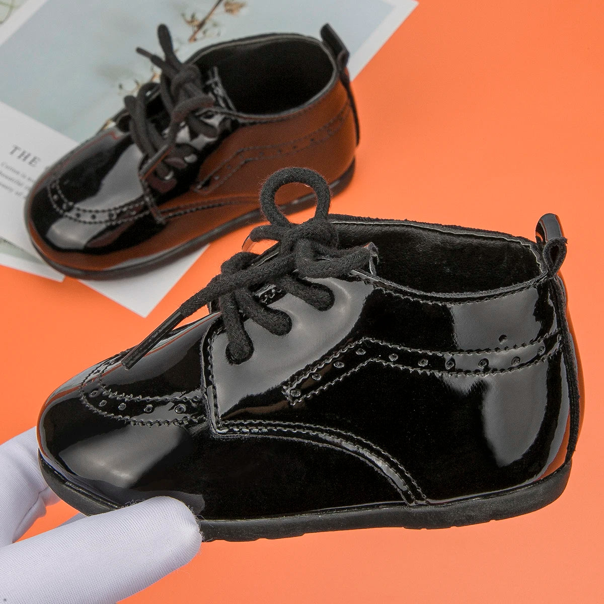 Meckior New Baby Shoes Retro Leather Boy Girl Shoes Toddler Rubber Sole Anti-slip First Walkers Newborn Infant Baby Crib Shoes