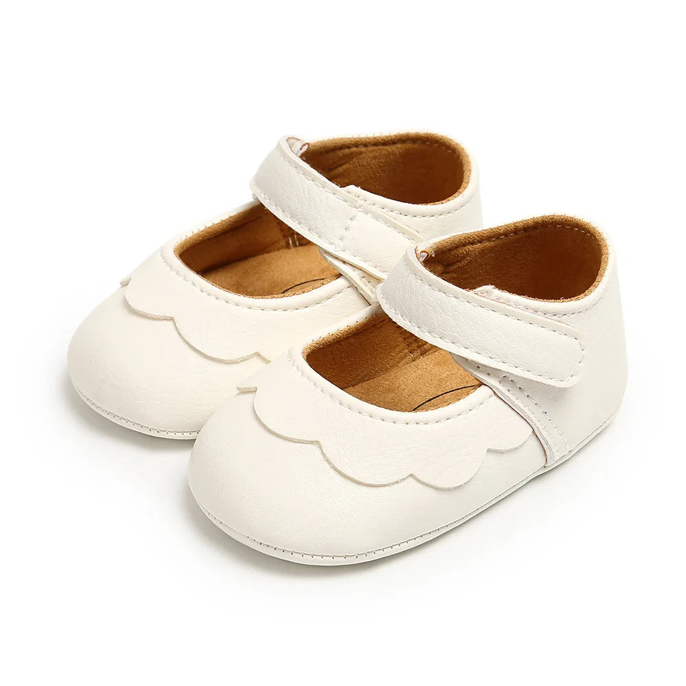 Meckior Baby Girl Shoes Leather Rubber Sole Anti-slip Toddler First Walkers Infant Crib Shoes Newborn Girl New Baby Shoes