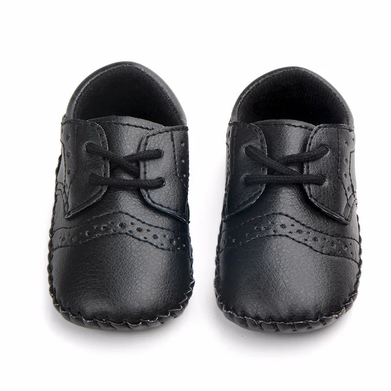 Meckior New Baby Shoes Retro Leather Boy Girl Shoes Toddler Rubber Sole Anti-slip First Walkers Newborn Infant Baby Crib Shoes