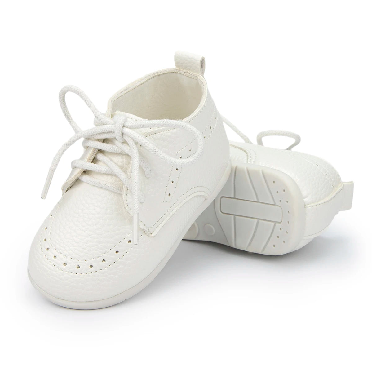 Meckior New Baby Shoes Retro Leather Boy Girl Shoes Toddler Rubber Sole Anti-slip First Walkers Newborn Infant Baby Crib Shoes