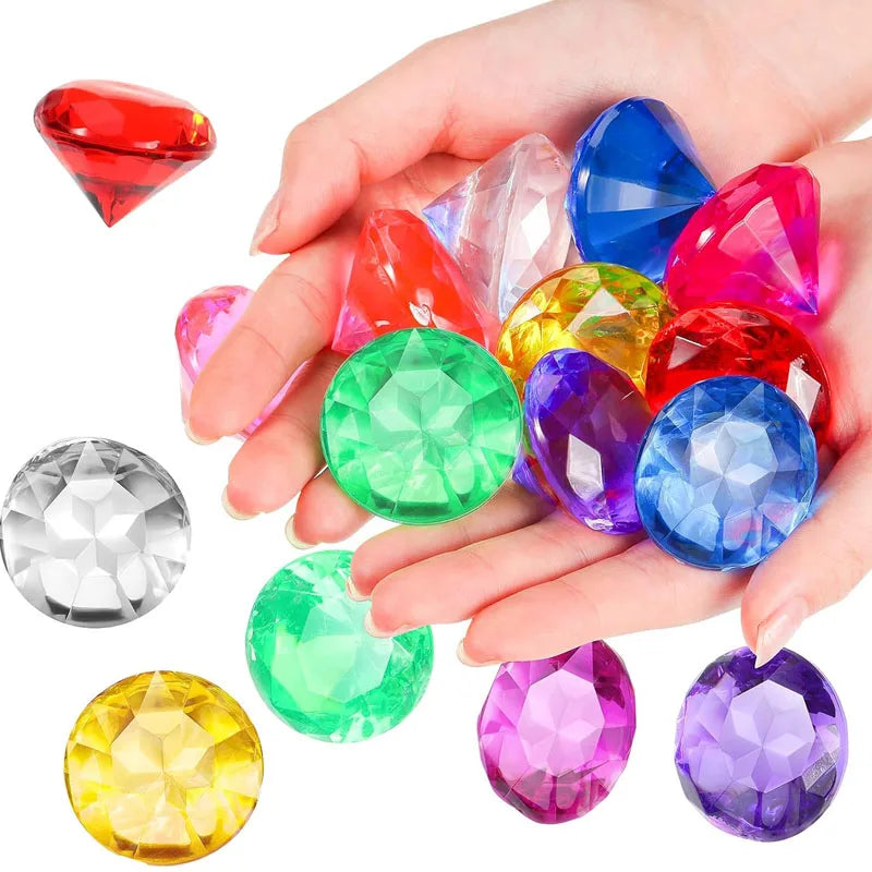 10PCS Clear Diamonds Crystals Acrylic Gems 40MM Pirate Treasure Toys Kids Birthday Party Favors Goodie Bags Halloween Gifts