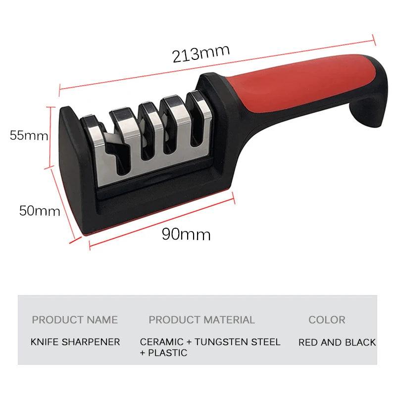Kitchen 3/4-Segment Knife Sharpener Household Multi-Functional Hand-Held 3/4-Purpose Black Sharpening Stone - E-line.com
