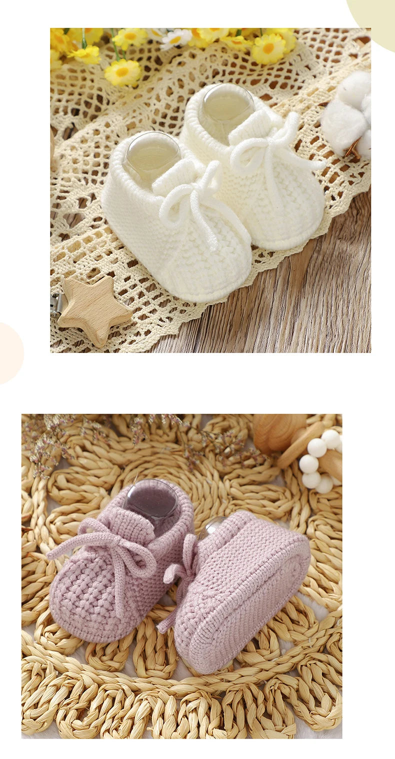 Infant Baby Shoes Knitted Newborn Boys Girl Footwear Fashion Solid Shallow Boots Shallow Kid 0-18M Clothing Accessories Handmade