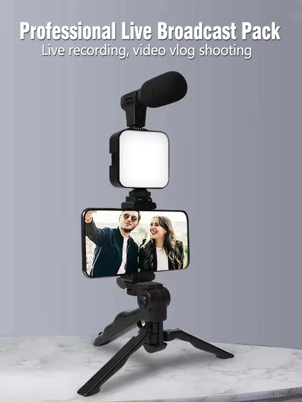 Clearance_Smartphone Vlogging Kit With Tripod Phone Holder Mini Microphone LED Fill Light Starter For TikTok Live Stream Video Y