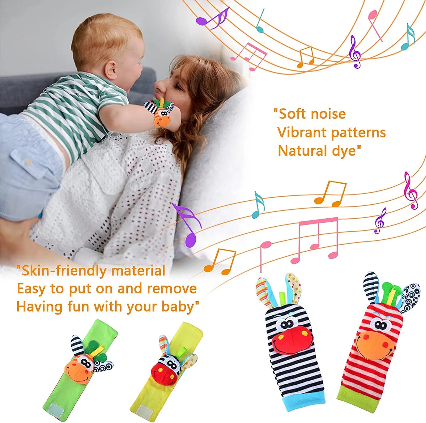 Foot Finder Rattle Sock Baby Toy Wrist Arm Hand Bracelet Rattle Feet Leg Ankle Socks for Newborn Infant Babies Boy Girl Bebe