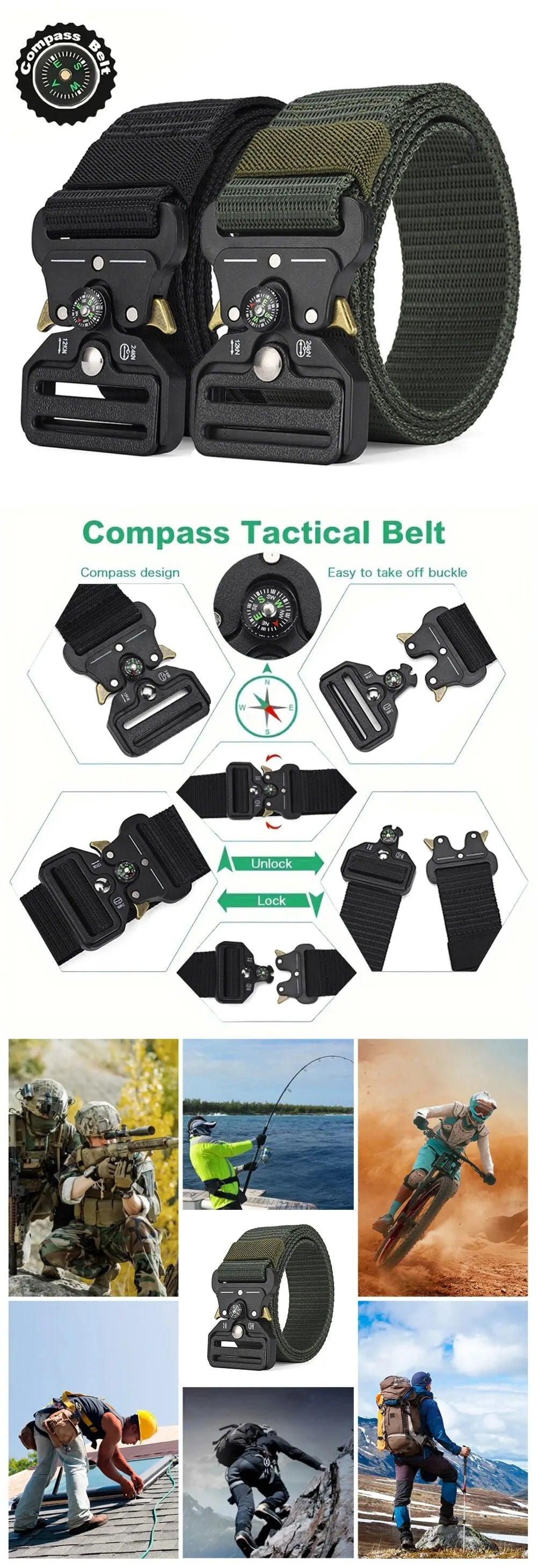 Men's Belt Outdoor Multi Function Compass Belt High Quality Canvas For Nylon Male Luxury Belts Women's Sports Jeans Neutral Belt - E-line.com