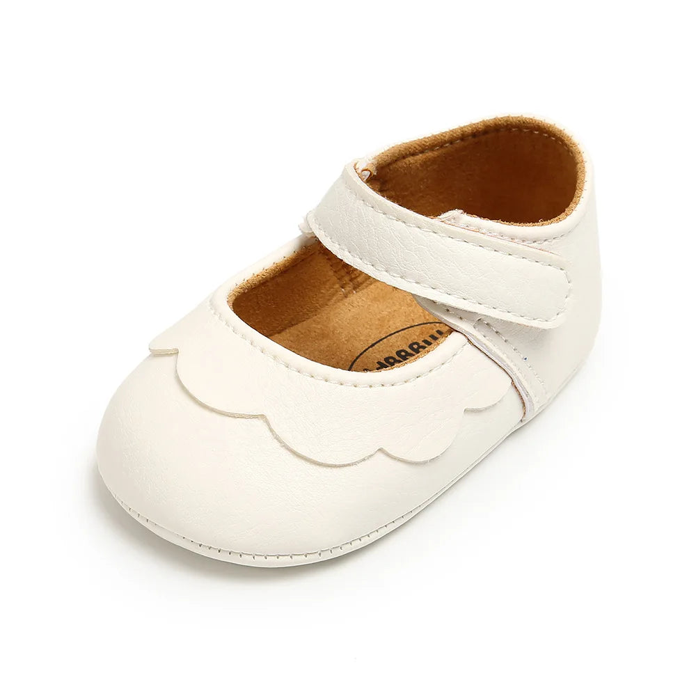 Meckior Baby Girl Shoes Leather Rubber Sole Anti-slip Toddler First Walkers Infant Crib Shoes Newborn Girl New Baby Shoes