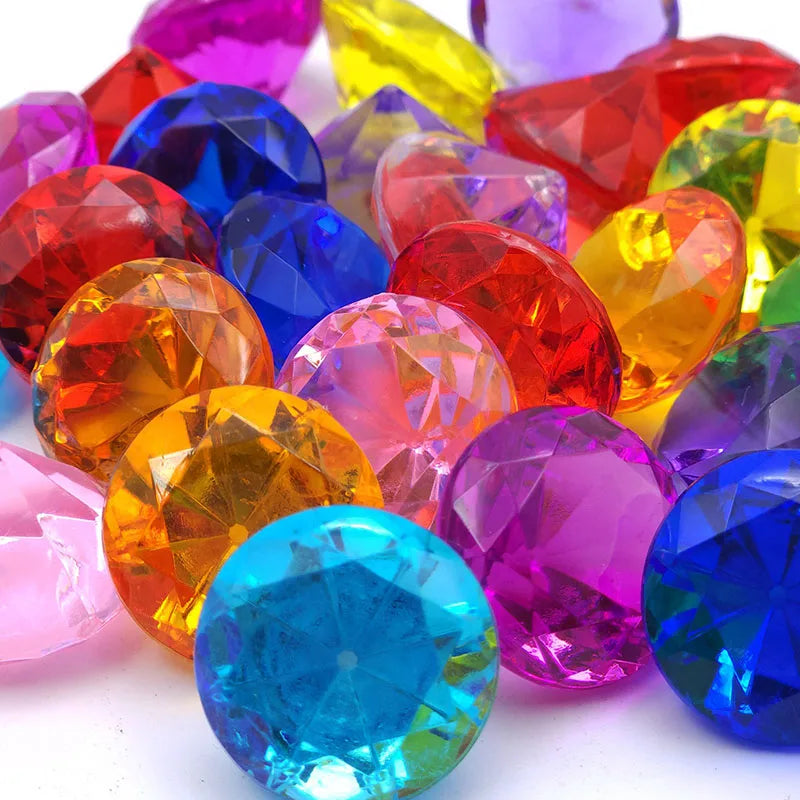 10PCS Clear Diamonds Crystals Acrylic Gems 40MM Pirate Treasure Toys Kids Birthday Party Favors Goodie Bags Halloween Gifts