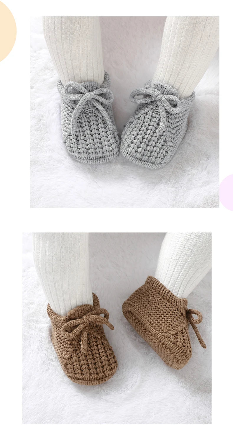 Infant Baby Shoes Knitted Newborn Boys Girl Footwear Fashion Solid Shallow Boots Shallow Kid 0-18M Clothing Accessories Handmade