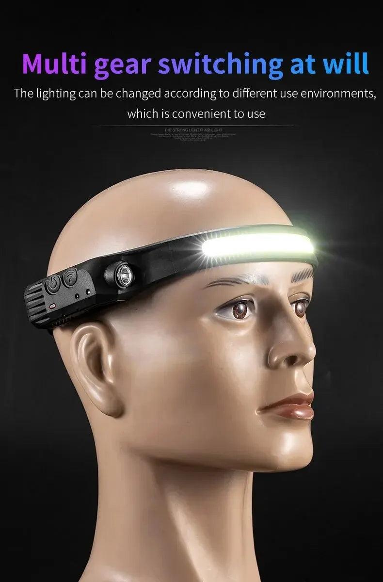 LED Headlamp Sensor Headlight With Built-in Battery Head Flashlight USB Rechargeable Work Light Head Lamp Super Bright Torch - E-line.com
