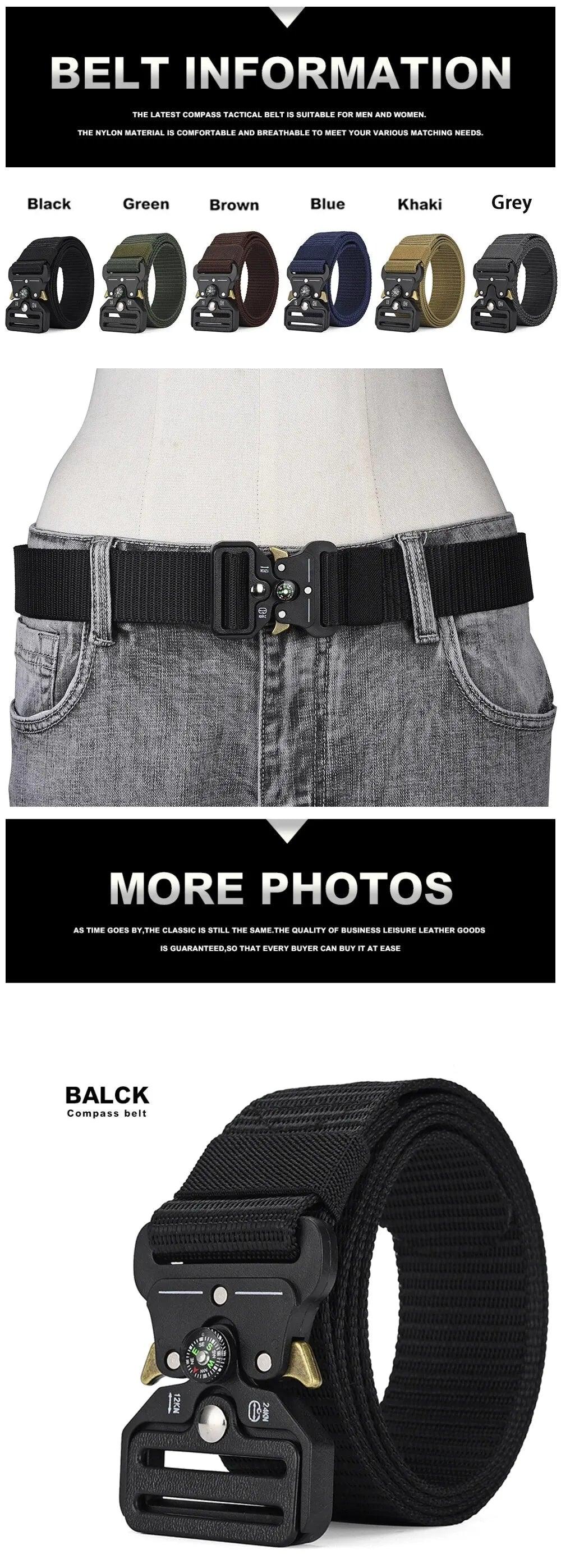Men's Belt Outdoor Multi Function Compass Belt High Quality Canvas For Nylon Male Luxury Belts Women's Sports Jeans Neutral Belt - E-line.com