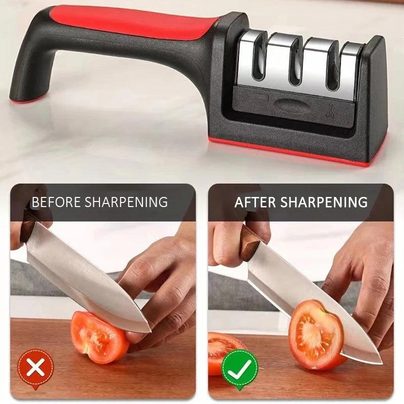 Kitchen 3/4-Segment Knife Sharpener Household Multi-Functional Hand-Held 3/4-Purpose Black Sharpening Stone - E-line.com