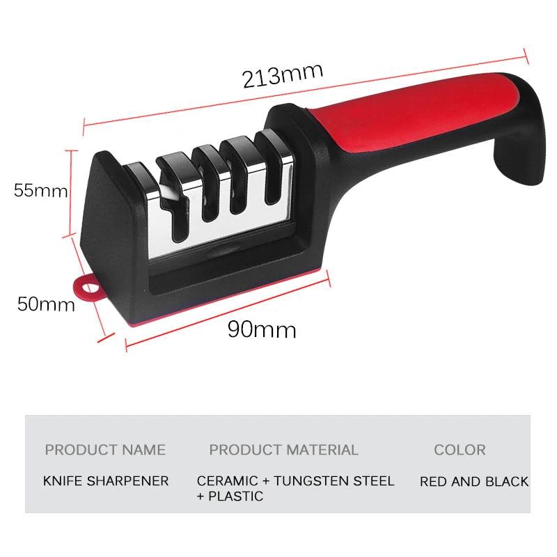 Kitchen 3/4-Segment Knife Sharpener Household Multi-Functional Hand-Held 3/4-Purpose Black Sharpening Stone - E-line.com
