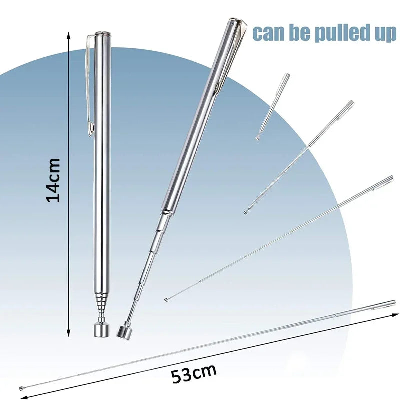 Mini Portable Telescopic Magnetic Pen Handy Tool with Light Capacity for Picking Up Nut Bolt Extendable Metal Pickup Rod Stick
