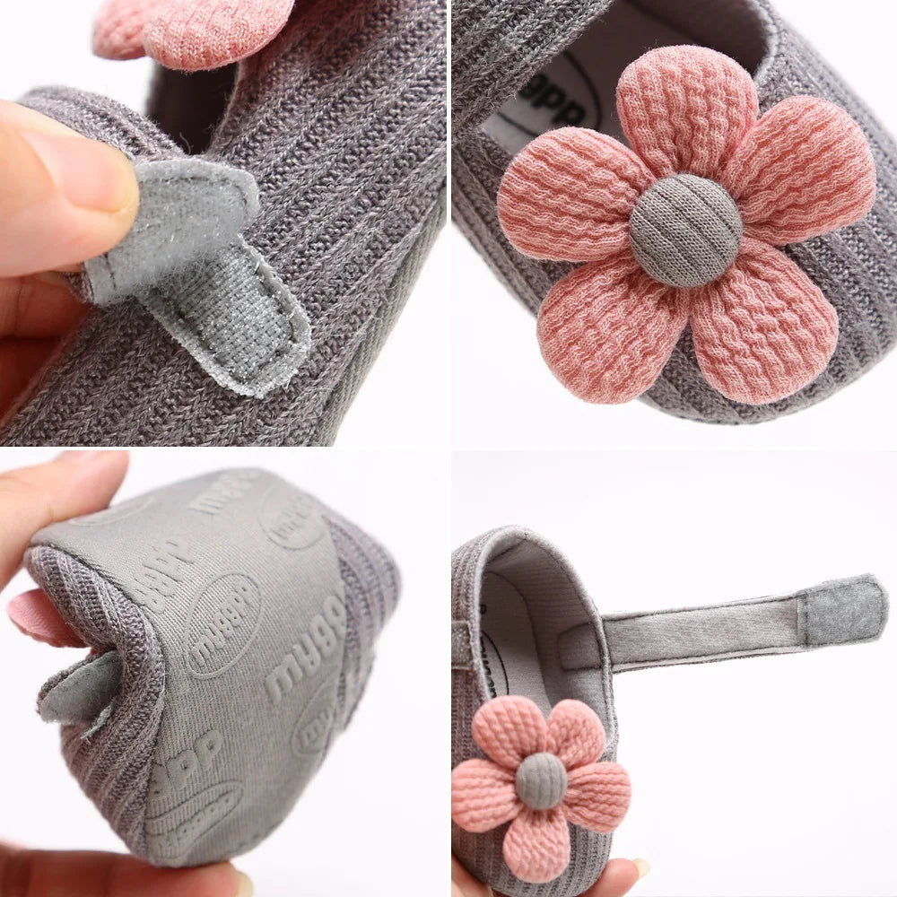 0-18M Baby Girls Cotton Shoes Retro Spring Autumn Toddlers Prewalkers Cotton Shoes Infant Soft Bottom First Walkers - Winduu