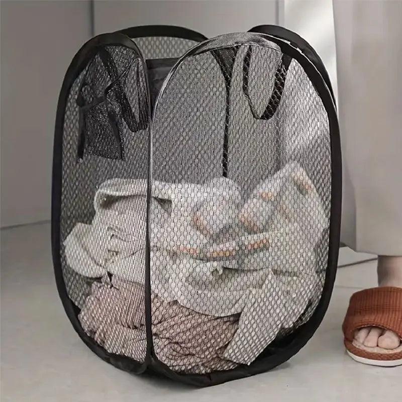 Mesh Pop-up Laundry Basket, Laundry Basket, Foldable Dirty Clothes Storage Basket, Large Capacity Storage Basket - E-line.com