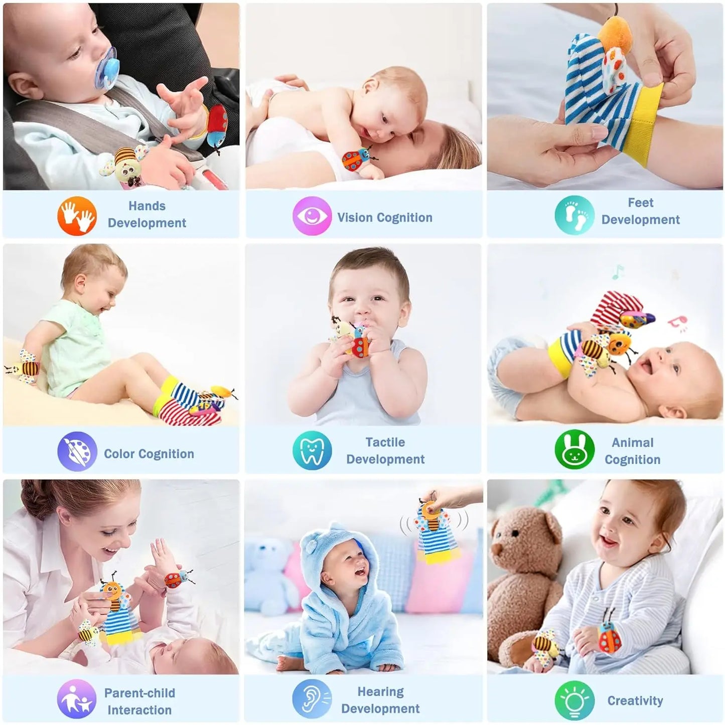 Foot Finder Rattle Sock Baby Toy Wrist Arm Hand Bracelet Rattle Feet Leg Ankle Socks for Newborn Infant Babies Boy Girl Bebe
