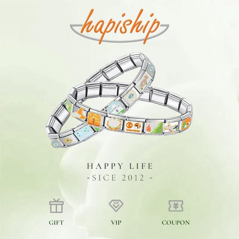 Hapiship 2023 Fashion Charm Italian Links Flower Flower Bee Tent Fit 9mm Bracelet Stainless Steel Making DIY Jewelry DJ661-C - E-line.com