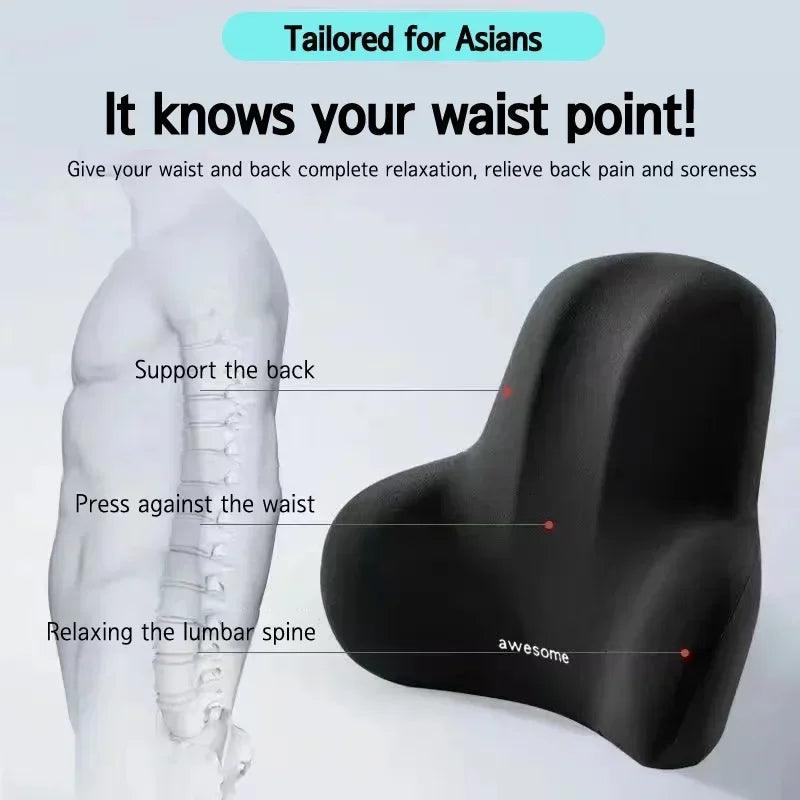 Memory Foam Lumbar Back Cushion for Car Office Gaming Chairs and Postpartum Waist Support Multi Functional Pain Relief Pillow - E-line.com
