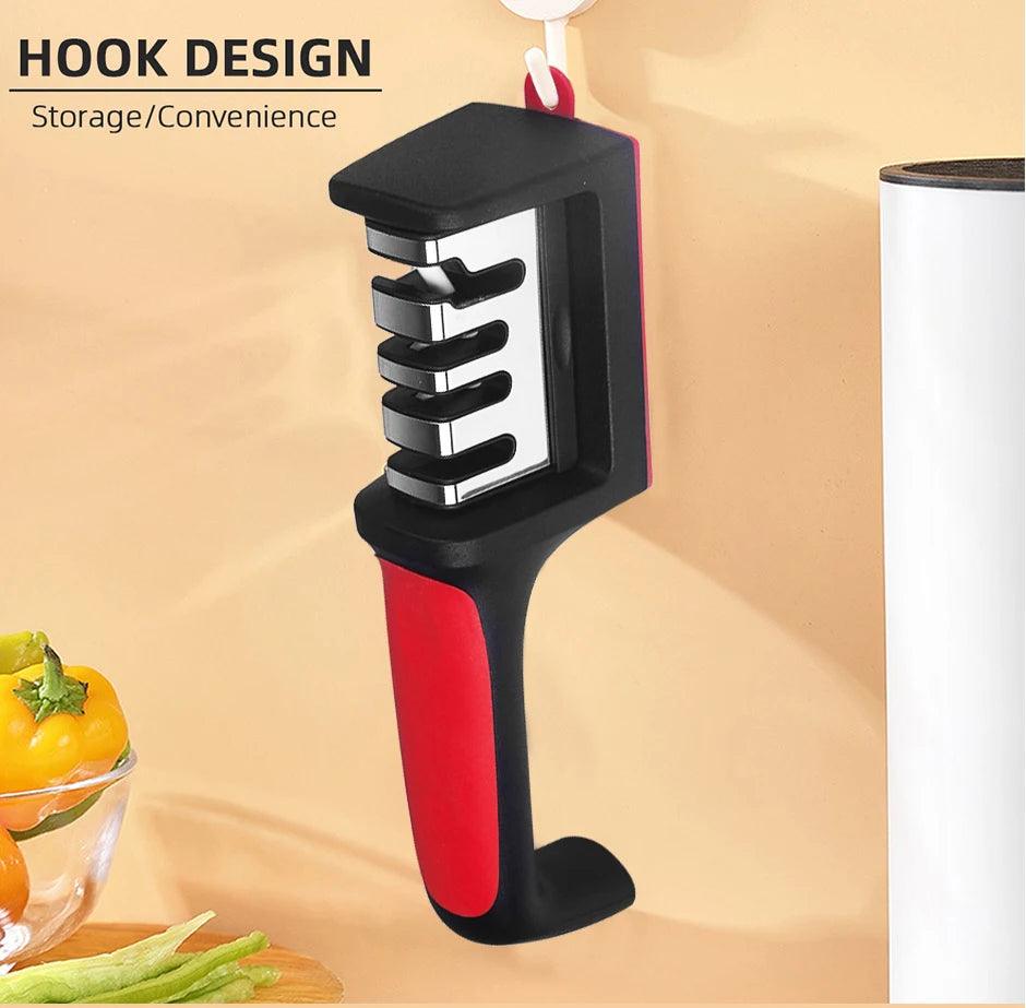 Kitchen 3/4-Segment Knife Sharpener Household Multi-Functional Hand-Held 3/4-Purpose Black Sharpening Stone - E-line.com