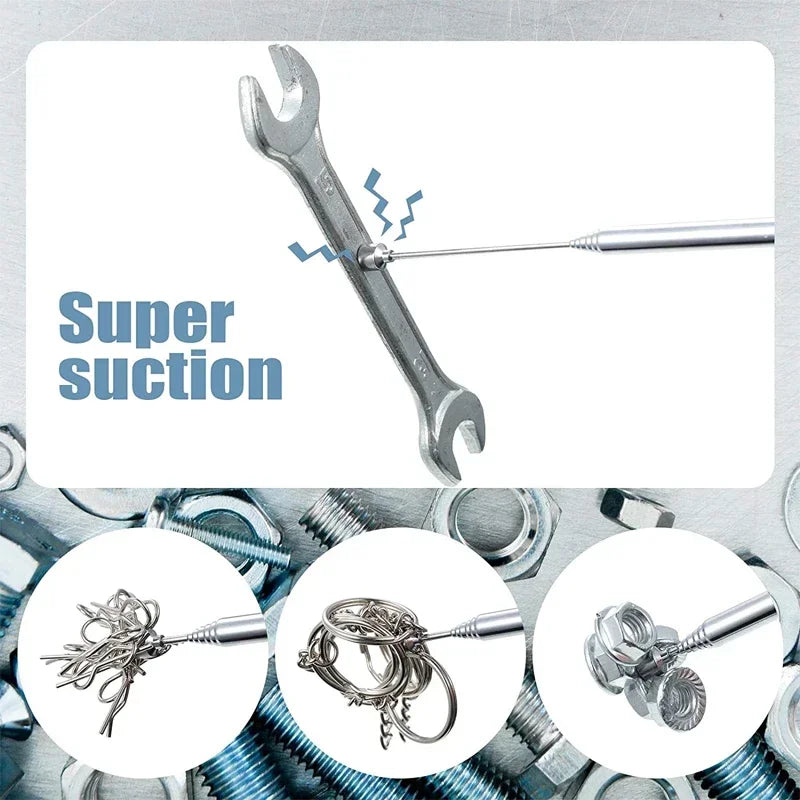 Mini Portable Telescopic Magnetic Pen Handy Tool with Light Capacity for Picking Up Nut Bolt Extendable Metal Pickup Rod Stick