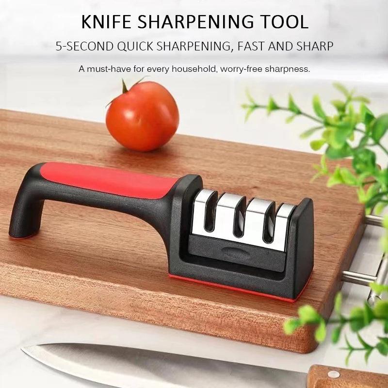 Kitchen 3/4-Segment Knife Sharpener Household Multi-Functional Hand-Held 3/4-Purpose Black Sharpening Stone - E-line.com
