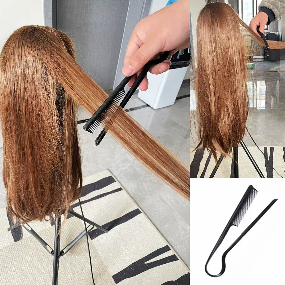 Hairdressing V-Comb Messy Hair Finishing Straightening Splint Comb - Hair Styling Tool Clip special for hair wigs