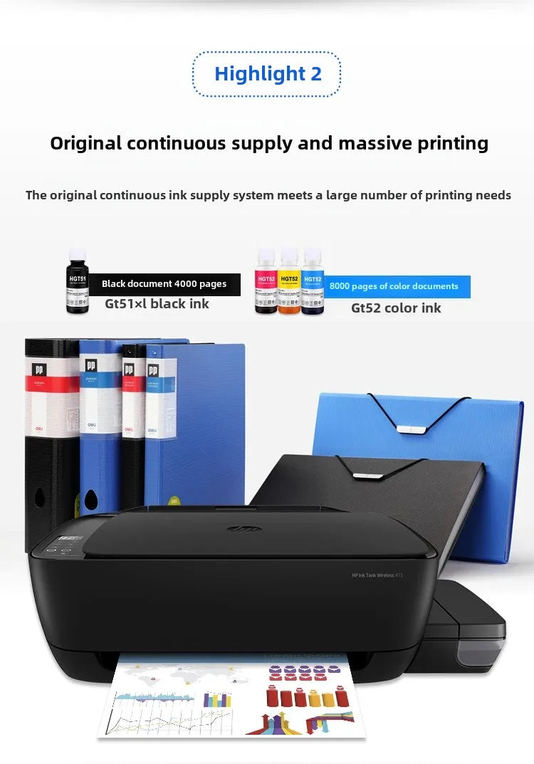 HP Tank415 Original All-in-One Photo Printer Copy Machine Wireless Small A4 Office Home Student Use Compatible with Mac And Wind
