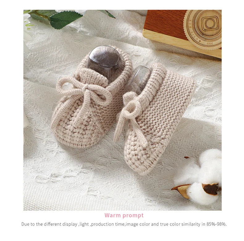 Infant Baby Shoes Knitted Newborn Boys Girl Footwear Fashion Solid Shallow Boots Shallow Kid 0-18M Clothing Accessories Handmade