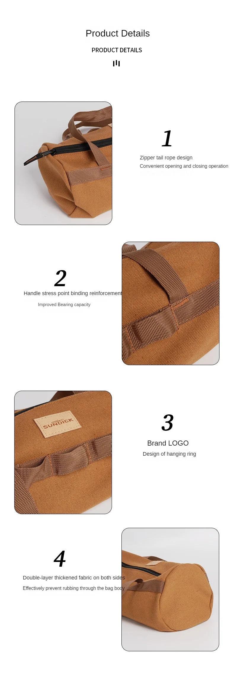 Cylinder Handheld Storage Bag Large Capacity Thickened Camping Tent Peg Bag Sundries Storage Bag Tool Bag - E-line.com