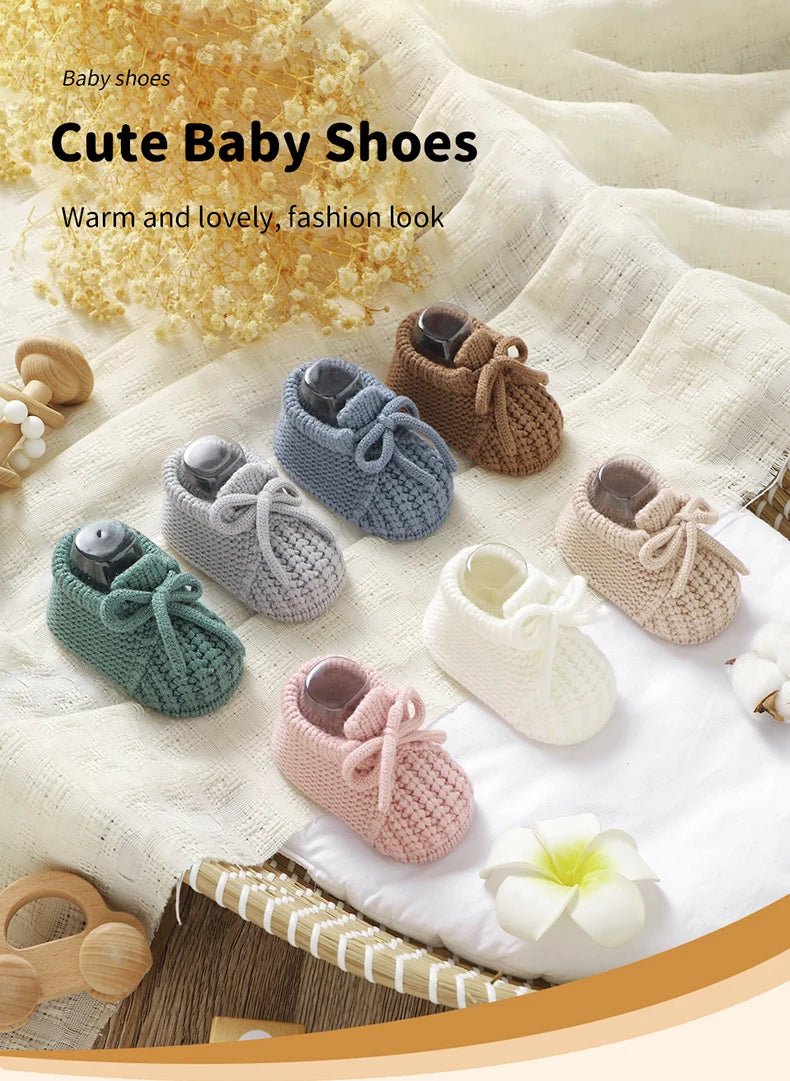 Infant Baby Shoes Knitted Newborn Boys Girl Footwear Fashion Solid Shallow Boots Shallow Kid 0-18M Clothing Accessories Handmade