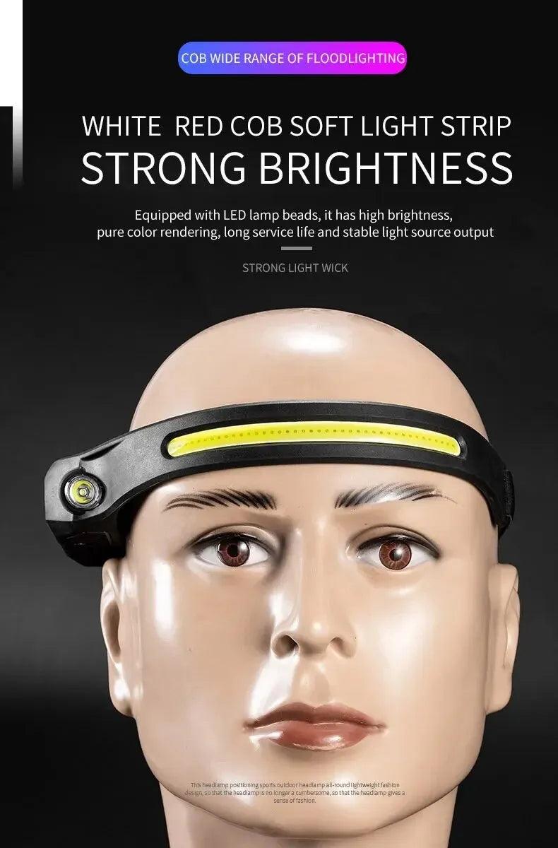 LED Headlamp Sensor Headlight With Built-in Battery Head Flashlight USB Rechargeable Work Light Head Lamp Super Bright Torch - E-line.com