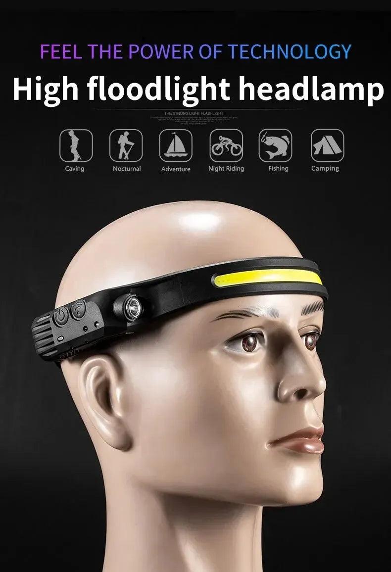 LED Headlamp Sensor Headlight With Built-in Battery Head Flashlight USB Rechargeable Work Light Head Lamp Super Bright Torch - E-line.com
