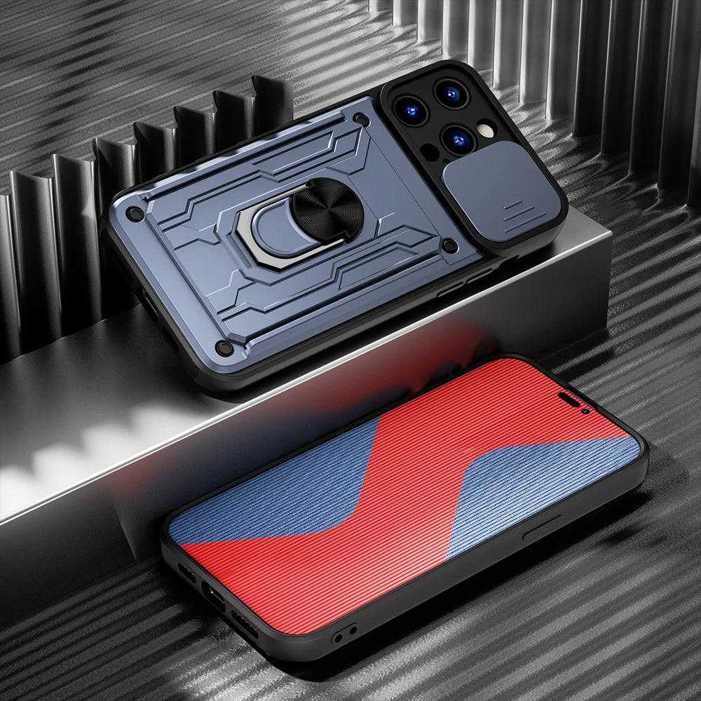 Peatkop Shockproof Case for iPhone 14 Pro Max 14Plus SE 2022 Card Bag Camera Protection Ring Phone Cover for iPhone 11 12 13 Pro - E-line.com