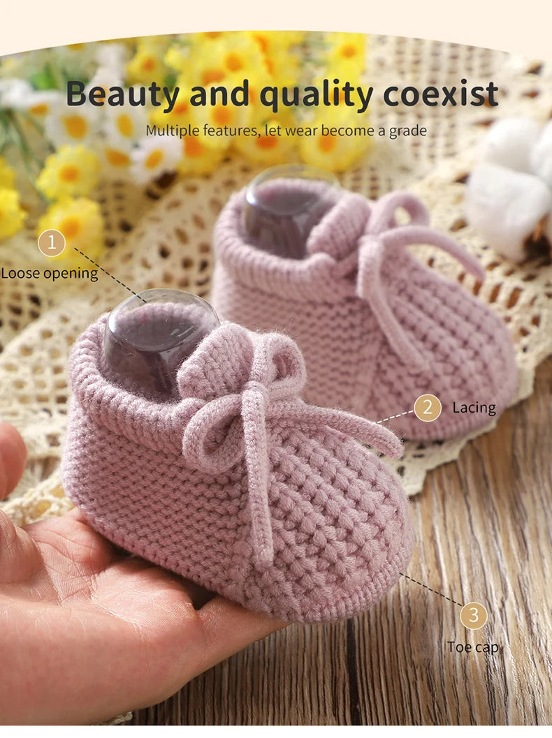 Infant Baby Shoes Knitted Newborn Boys Girl Footwear Fashion Solid Shallow Boots Shallow Kid 0-18M Clothing Accessories Handmade