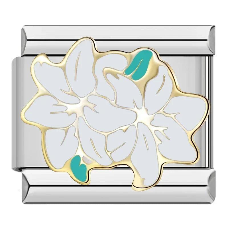 Hapiship 2023 Fashion Charm Italian Links Flower Flower Bee Tent Fit 9mm Bracelet Stainless Steel Making DIY Jewelry DJ661-C - E-line.com