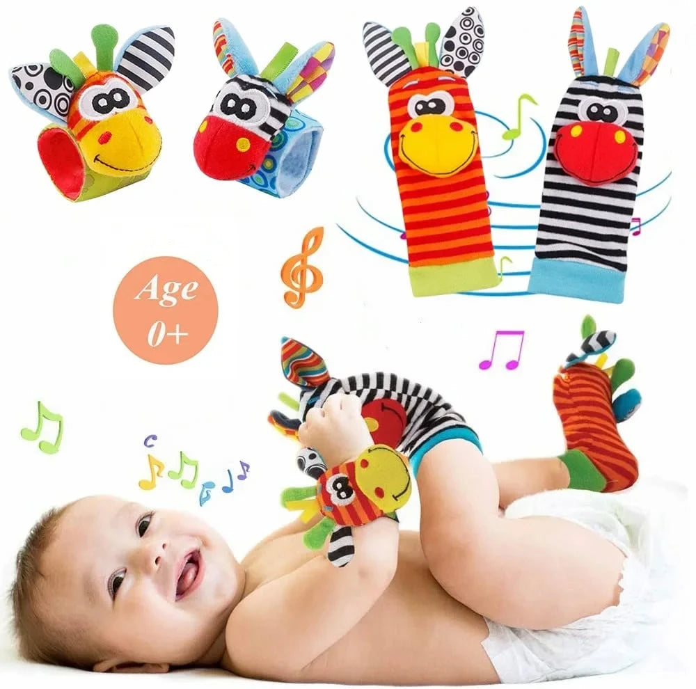 Foot Finder Rattle Sock Baby Toy Wrist Arm Hand Bracelet Rattle Feet Leg Ankle Socks for Newborn Infant Babies Boy Girl Bebe