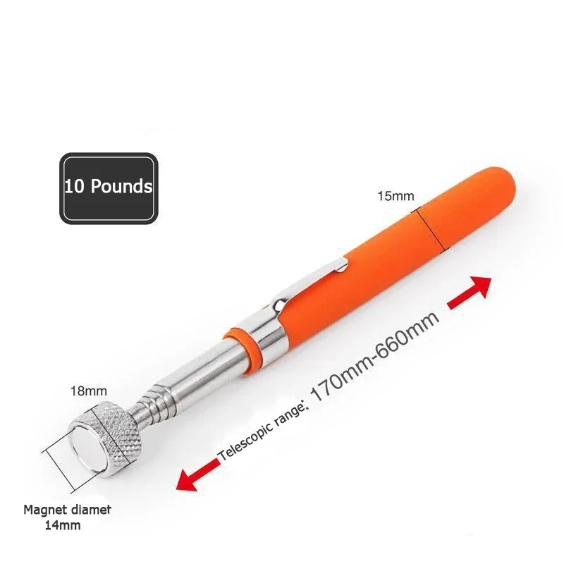 Mini Portable Telescopic Magnetic Pen Handy Tool with Light Capacity for Picking Up Nut Bolt Extendable Metal Pickup Rod Stick