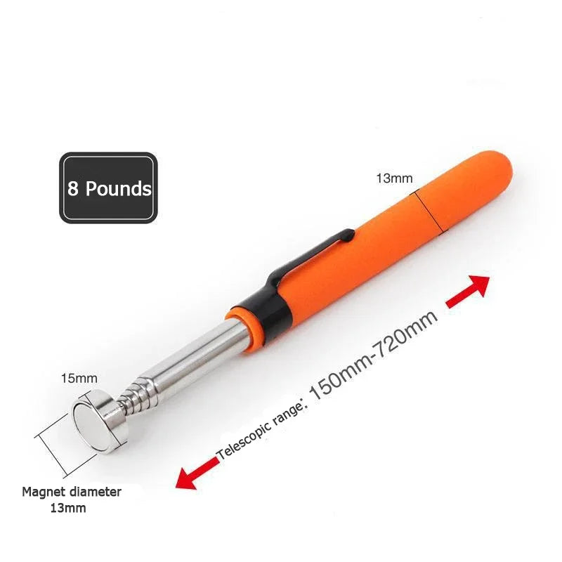 Mini Portable Telescopic Magnetic Pen Handy Tool with Light Capacity for Picking Up Nut Bolt Extendable Metal Pickup Rod Stick
