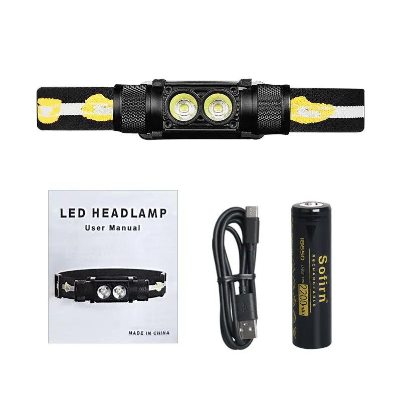 H25S Headlamp 18650 Headlight Dual SST40 LED 1200lm USB Rechargeable Outdoor Tactical Working Lamp - E-line.com