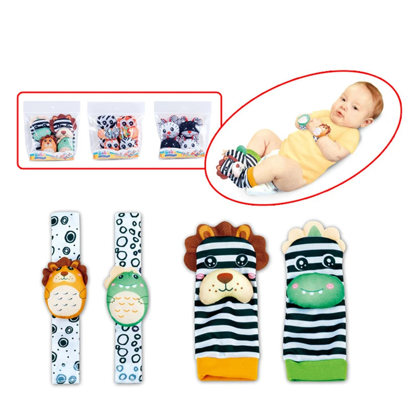 Foot Finder Rattle Sock Baby Toy Wrist Arm Hand Bracelet Rattle Feet Leg Ankle Socks for Newborn Infant Babies Boy Girl Bebe