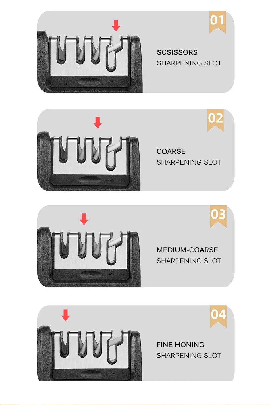 Kitchen 3/4-Segment Knife Sharpener Household Multi-Functional Hand-Held 3/4-Purpose Black Sharpening Stone - E-line.com