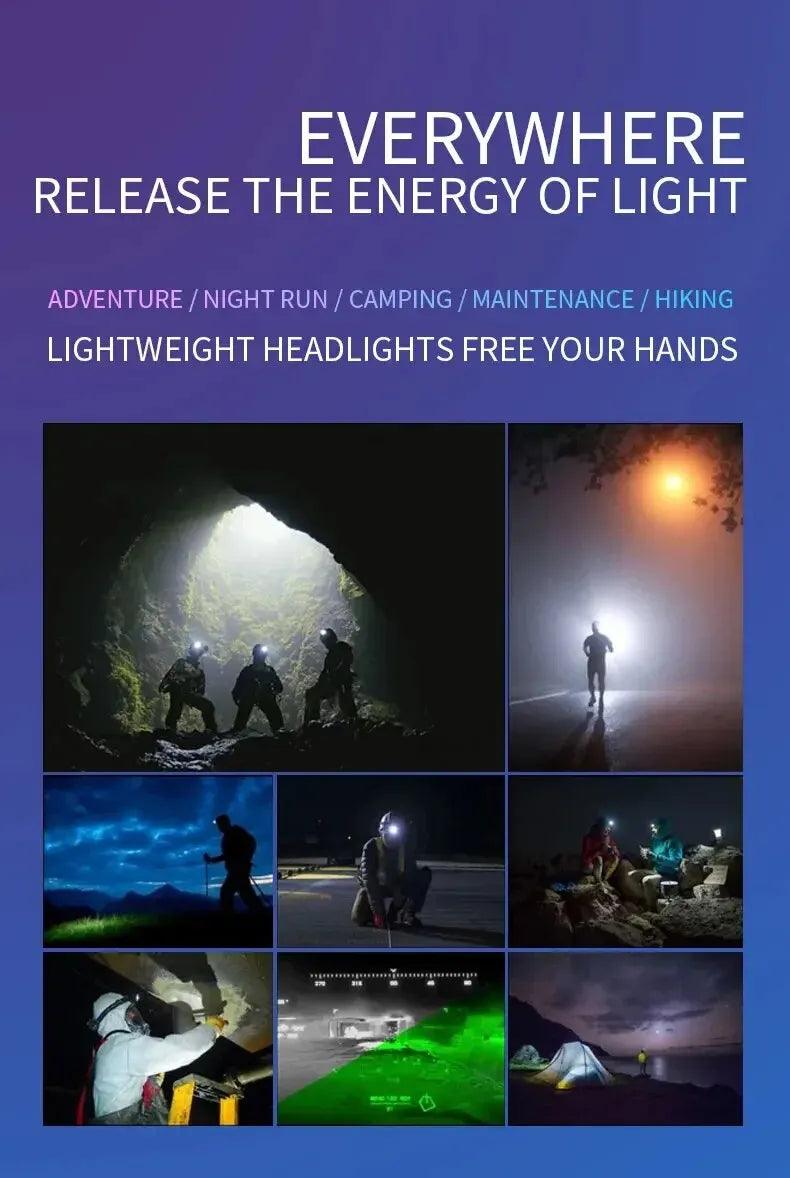 LED Headlamp Sensor Headlight With Built-in Battery Head Flashlight USB Rechargeable Work Light Head Lamp Super Bright Torch - E-line.com